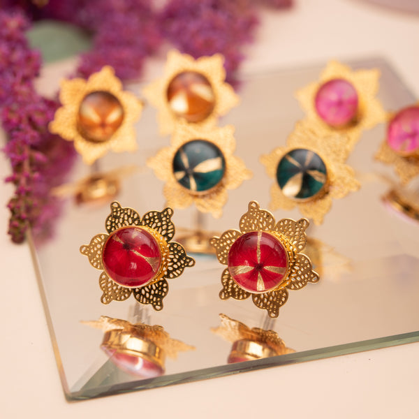 Arete intercambiable flor - resina