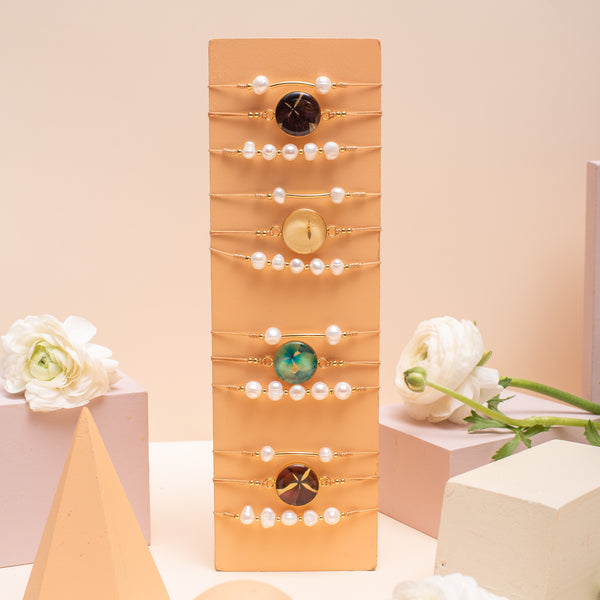 Set x 3 pulseras perlas, palito