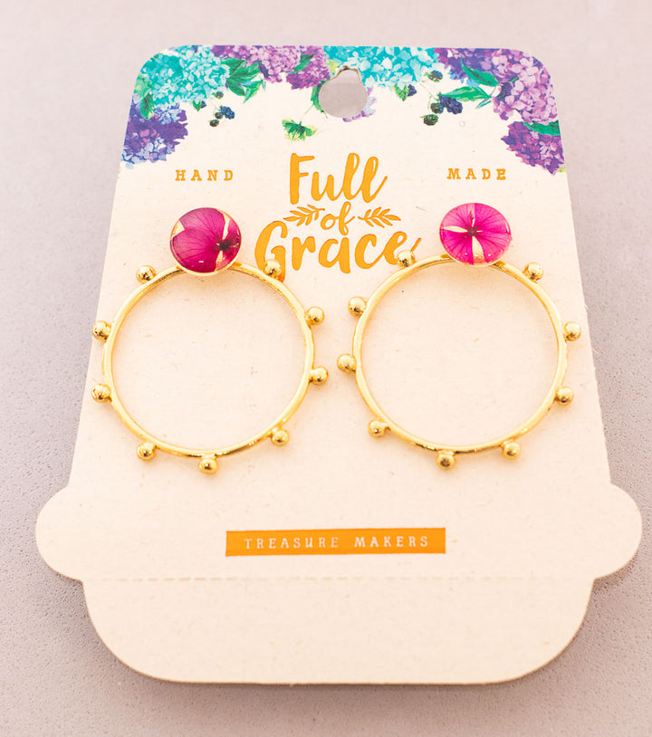 Aretes con flores naturales. Producto 100% hecho a mano. Una joya de la flora colombiana.